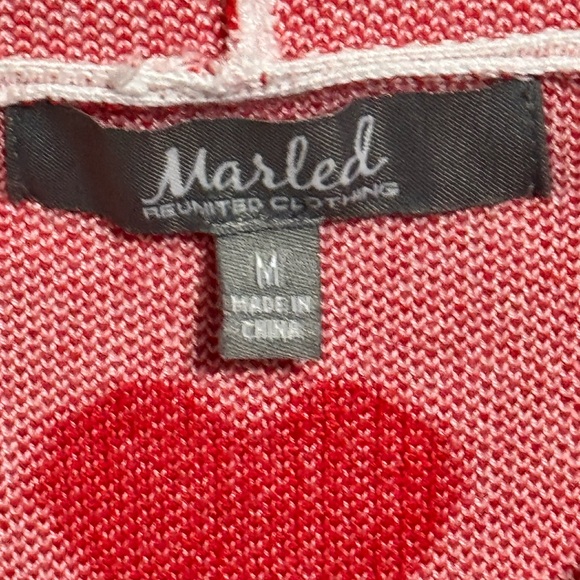 Marled White Sweater with Red Hearts M Valentines - Picture 8 of 10